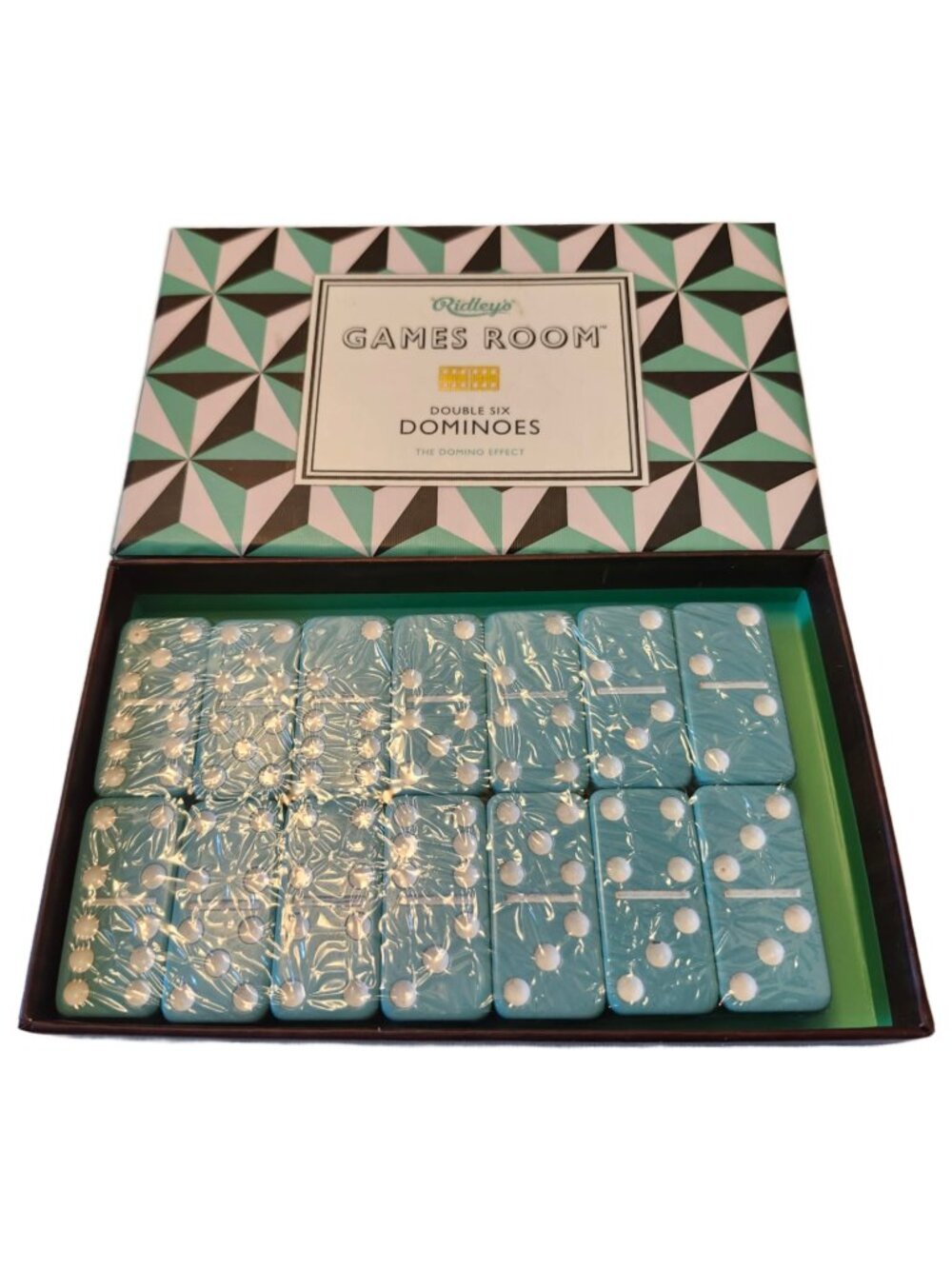 Brand New Green Double Six Set of Dominoes in Original Box Sealed